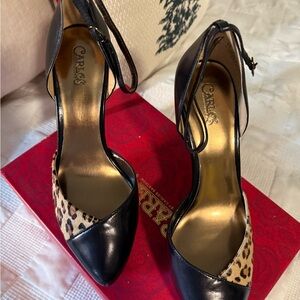 Carlos Santana Black and Leopard Heels